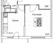 1-комнатная квартира площадью 40 кв.м, Муравская 2-я ул. | цена 4 817 225 руб. | www.metrprice.ru