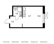 1-комнатная квартира площадью 23.7 кв.м,  | цена 2 628 330 руб. | www.metrprice.ru