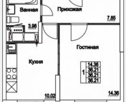 1-комнатная квартира площадью 36 кв.м, Муравская 2-я ул., 7 | цена 4 394 561 руб. | www.metrprice.ru