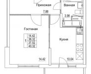 1-комнатная квартира площадью 37.52 кв.м, 2-я Муравская | цена 5 113 285 руб. | www.metrprice.ru