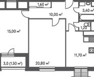 2-комнатная квартира площадью 65.2 кв.м, Софьи Ковалевской улица, д.20, к.2 | цена 10 053 188 руб. | www.metrprice.ru