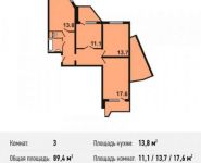 3-комнатная квартира площадью 88 кв.м, Шестая улица, 15 | цена 8 360 000 руб. | www.metrprice.ru