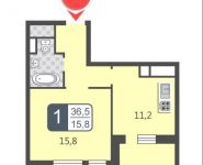 1-комнатная квартира площадью 36.5 кв.м, Базовская улица, д.15к15 | цена 4 539 000 руб. | www.metrprice.ru