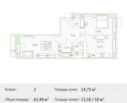 2-комнатная квартира площадью 63.49 кв.м, Калинина ул, 8 | цена 4 920 475 руб. | www.metrprice.ru