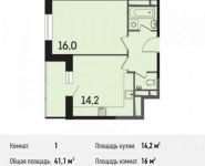 1-комнатная квартира площадью 41.1 кв.м, посёлок подсобного хозяйства Воскресенское, 29 | цена 4 117 809 руб. | www.metrprice.ru