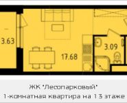 1-комнатная квартира площадью 22.58 кв.м, Варшавское шоссе, влд 170 Е | цена 3 378 127 руб. | www.metrprice.ru