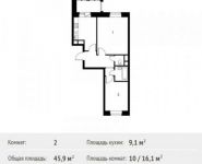 2-комнатная квартира площадью 45.9 кв.м, улица Николая Химушина, 9к2 | цена 3 922 880 руб. | www.metrprice.ru