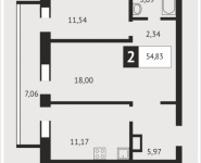 2-комнатная квартира площадью 54.8 кв.м, Клубная, 9 | цена 5 161 633 руб. | www.metrprice.ru