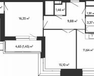 2-комнатная квартира площадью 62.84 кв.м, Зеленодольская улица, д.41, к.2 стр 2 | цена 9 451 136 руб. | www.metrprice.ru