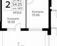 2-комнатная квартира площадью 54.3 кв.м в ЖК "Южное Бунино",  | цена 4 264 075 руб. | www.metrprice.ru