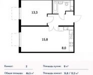 2-комнатная квартира площадью 46 кв.м, Боровское ш., 2 | цена 5 208 000 руб. | www.metrprice.ru