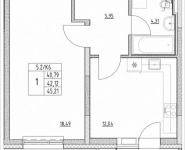 1-комнатная квартира площадью 42.12 кв.м, Лазоревый пр., 3 | цена 9 019 913 руб. | www.metrprice.ru