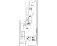 1-комнатная квартира площадью 26.2 кв.м, Рязанский проспект, д.52к2 | цена 5 819 982 руб. | www.metrprice.ru