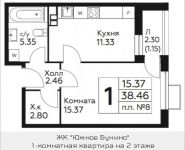 1-комнатная квартира площадью 38.46 кв.м, д.Столбово, уч.40/2, корп.4 | цена 3 473 418 руб. | www.metrprice.ru