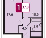 1-комнатная квартира площадью 37.8 кв.м, Северный Квартал, 1 | цена 2 570 400 руб. | www.metrprice.ru