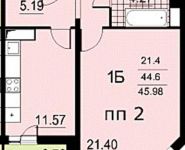 1-комнатная квартира площадью 46 кв.м в Микрорайон "№25" (Балашиха), Московский пр., 13 | цена 3 580 000 руб. | www.metrprice.ru