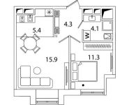 1-комнатная квартира площадью 41 кв.м, Рязанский проспект, д.влд 2 | цена 6 892 305 руб. | www.metrprice.ru