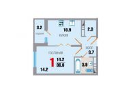 1-комнатная квартира площадью 36.6 кв.м, переулок Рупасовский 2-й, д.5к5 | цена 2 708 400 руб. | www.metrprice.ru