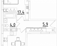 1-комнатная квартира площадью 38.2 кв.м, Строителей, корп.3 | цена 2 120 100 руб. | www.metrprice.ru