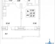 1-комнатная квартира площадью 35.1 кв.м, Горная, 5 | цена 3 088 800 руб. | www.metrprice.ru