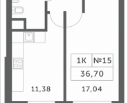 1-комнатная квартира площадью 36.7 кв.м, Мякининское шоссе, 3 | цена 3 038 760 руб. | www.metrprice.ru