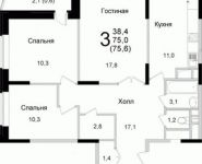 3-комнатная квартира площадью 79 кв.м, Барышевская Роща ул. | цена 6 639 010 руб. | www.metrprice.ru