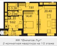 2-комнатная квартира площадью 58.74 кв.м, Московская, 1 | цена 4 296 087 руб. | www.metrprice.ru