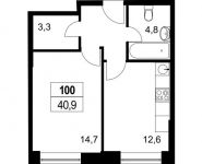 1-комнатная квартира площадью 40.8 кв.м, Головинское шоссе, д.влд10 | цена 8 992 320 руб. | www.metrprice.ru