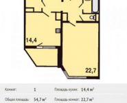 1-комнатная квартира площадью 54.7 кв.м, Красногорский бульвар, 36 | цена 6 957 840 руб. | www.metrprice.ru