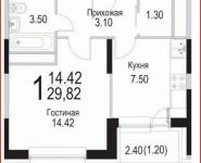 1-комнатная квартира площадью 29.9 кв.м, Барышевская Роща ул. | цена 3 498 110 руб. | www.metrprice.ru