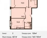 2-комнатная квартира площадью 62.7 кв.м, Ивановская ул., 1 | цена 4 953 300 руб. | www.metrprice.ru