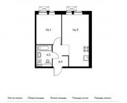 1-комнатная квартира площадью 35.8 кв.м,  | цена 4 883 120 руб. | www.metrprice.ru