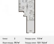 2-комнатная квартира площадью 59.9 кв.м, Каширское ш., 65 | цена 7 888 830 руб. | www.metrprice.ru