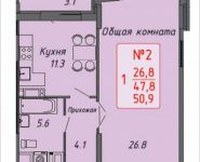 1-комнатная квартира площадью 50.9 кв.м, Ленинский пр-т, 16 | цена 4 641 062 руб. | www.metrprice.ru