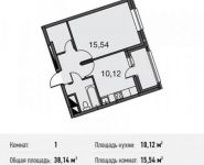 1-комнатная квартира площадью 38.1 кв.м, Донецкая улица, 30с29 | цена 7 389 074 руб. | www.metrprice.ru