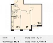 2-комнатная квартира площадью 60.3 кв.м в ЖК "Поколение", Сигнальный пр., 5 | цена 9 485 190 руб. | www.metrprice.ru