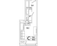 1-комнатная квартира площадью 26.2 кв.м, Рязанский пр-кт, 2 | цена 4 815 979 руб. | www.metrprice.ru