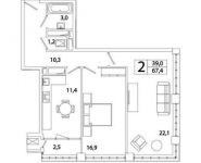 2-комнатная квартира площадью 67.4 кв.м, Рязанский пр-кт, 2 | цена 9 995 083 руб. | www.metrprice.ru