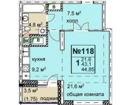 1-комнатная квартира площадью 44.9 кв.м, Беломорская улица, 11к2 | цена 8 400 000 руб. | www.metrprice.ru