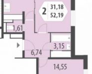 2-комнатная квартира площадью 52 кв.м, Муравская 2-я ул., 7 | цена 5 859 215 руб. | www.metrprice.ru