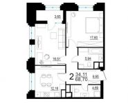 2-комнатная квартира площадью 68.7 кв.м, улица Дмитрия Ульянова, 6к1 | цена 14 797 980 руб. | www.metrprice.ru