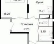 2-комнатная квартира площадью 57.53 кв.м, Щелково платф, 1 | цена 3 739 450 руб. | www.metrprice.ru