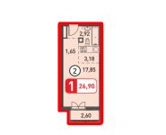 1-комнатная квартира площадью 26 кв.м, Белорусская ул., 7 | цена 2 825 000 руб. | www.metrprice.ru