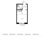 1-комнатная квартира площадью 19.8 кв.м, жилой комплекс Мякинино Парк, | цена 3 732 300 руб. | www.metrprice.ru