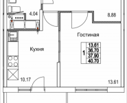 1-комнатная квартира площадью 40.7 кв.м, 2-я Муравская, корп.8 | цена 5 132 270 руб. | www.metrprice.ru