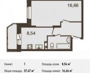 1-комнатная квартира площадью 37.5 кв.м, Центральная ул., ДВЛ1Б | цена 2 510 490 руб. | www.metrprice.ru