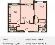 2-комнатная квартира площадью 72.4 кв.м, Акуловская улица, 23 | цена 13 542 532 руб. | www.metrprice.ru