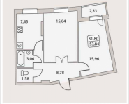 2-комнатная квартира площадью 53.84 кв.м, Народного Ополчения, 18 | цена 5 168 160 руб. | www.metrprice.ru