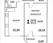 1-комнатная квартира площадью 45 кв.м, Народная улица, 23 | цена 3 312 966 руб. | www.metrprice.ru