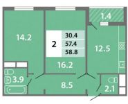 2-комнатная квартира площадью 58 кв.м, Производственная ул., 6 | цена 5 644 800 руб. | www.metrprice.ru